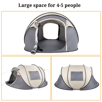 Camping Tent 5-8 Person Automatic Three-Pole Shelter, 110.24 x 82.68 x 47.24 Inches for Outdoor Camp Setup