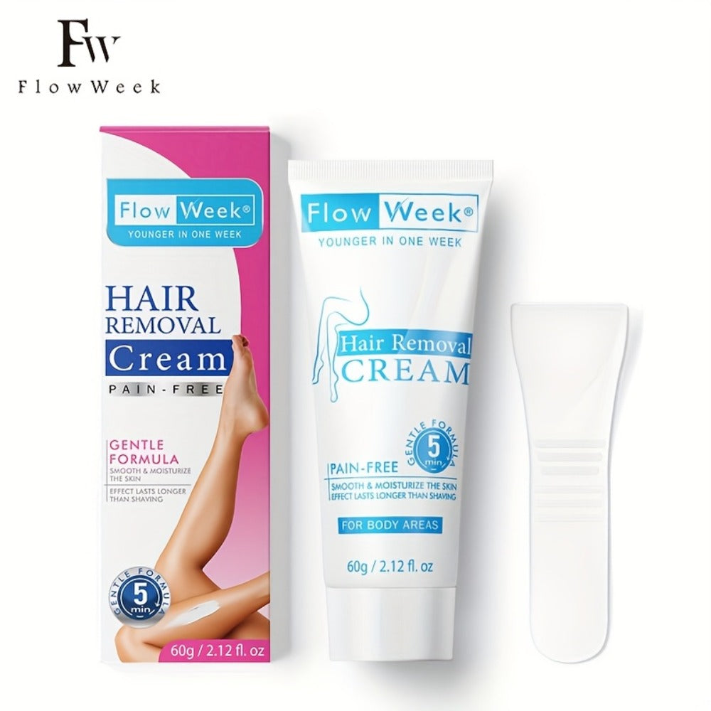 Hair Removal Cream Flow Week 60g Tube with One Three or Five Pack Options for External Body Grooming
