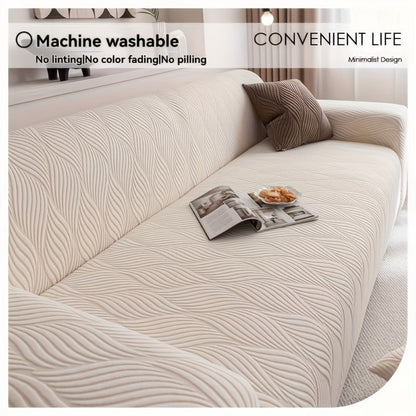 Sofa Cover Polar Fleece Modern Jacquard Elastic Slipcover with Anti-Slip Fit for 1 to 4-Seater Sofas