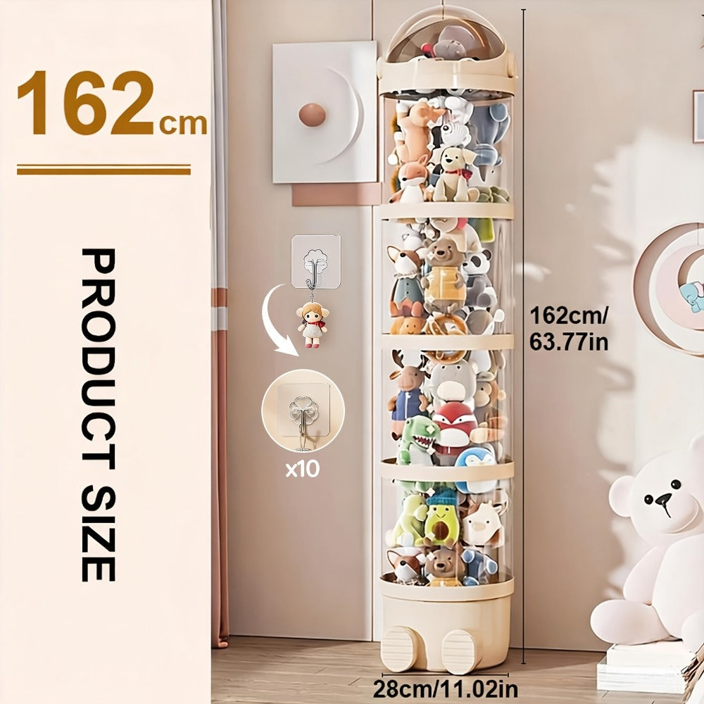 Stuffed Animal Storage Tower – Clear Plastic Toy Organizer with Layered Shelves, Visible Spacious Display Box for Kids Room, Living Room & Bedroom, Great Christmas Gift for Girls