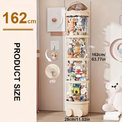 Stuffed Animal Storage Tower – Clear Plastic Toy Organizer with Layered Shelves, Visible Spacious Display Box for Kids Room, Living Room & Bedroom, Great Christmas Gift for Girls