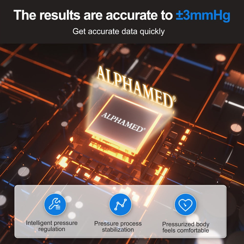 Blood Pressure Monitor by ALPHAMED U82RH, Upper-Arm Curved LED Device with USB Power and 2 x 199 Memory
