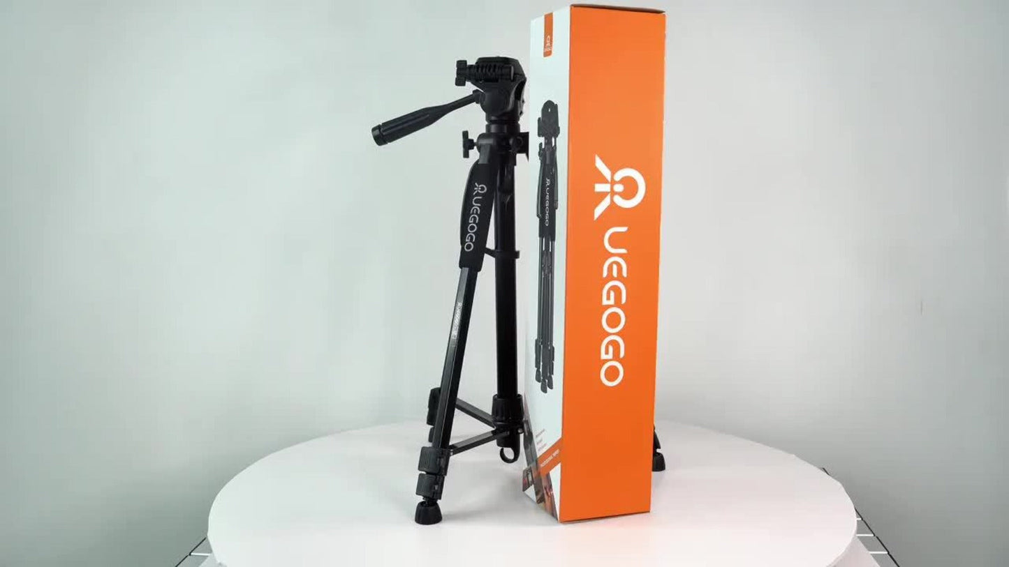 55 Inch Aluminum Tripod with Pistol Grip Head | Dual-Use Phone & Camera Travel Stand for iPhone Android DSLR Mirrorless Action Cam, Portable Lightweight Photography Tripod with Carry Bag