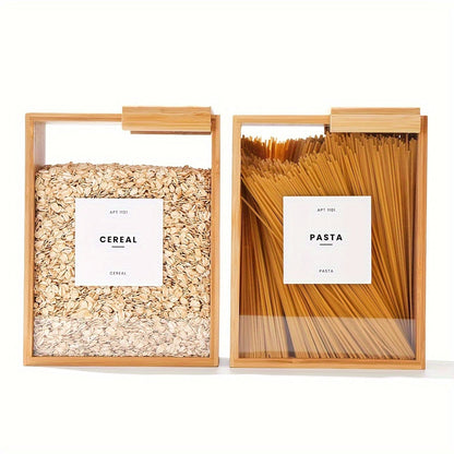 Food Storage Containers Two-Piece Bamboo Box Set with Sliding Lids and 101 oz Capacity per Container