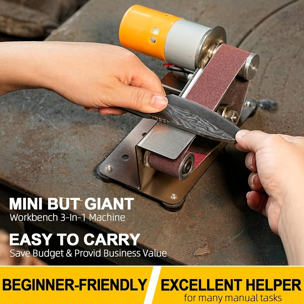 Mini Belt Sander 15° Angle - 7-Speed Electric Belt Grinder Knife Sharpener Kit with 30 Sanding Belts for Metal, Woodworking & Knife Making