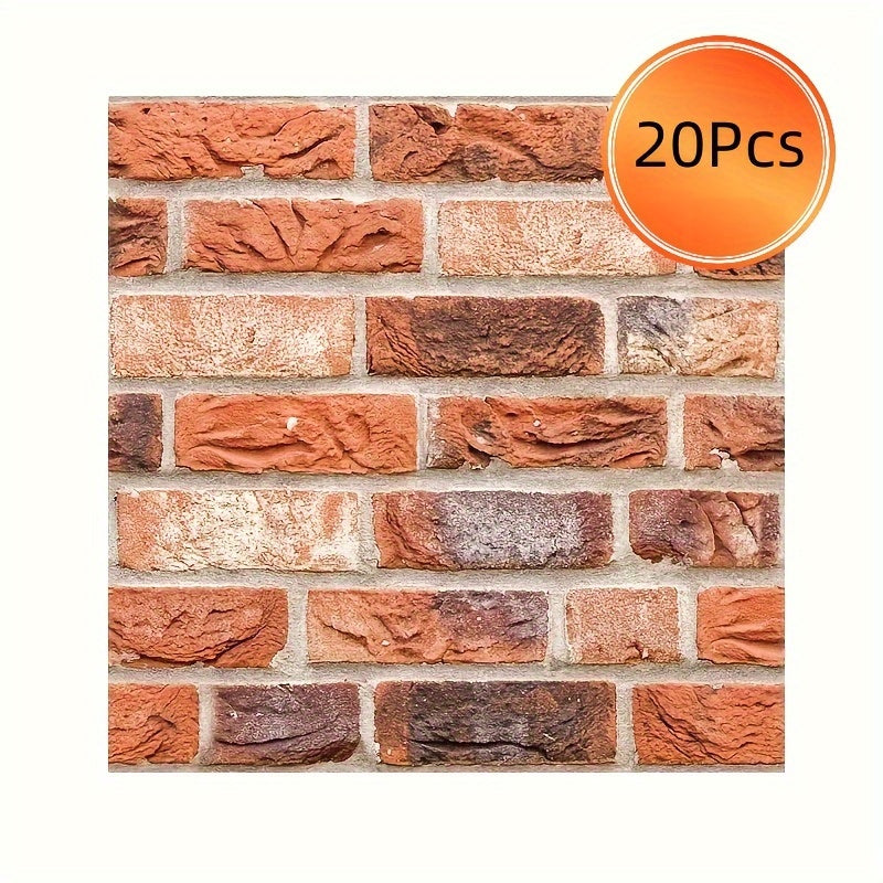 Twenty-Piece Vintage Brick and Stacked-Stone Wall Tile Sticker Set in Pattern 579, 566 or 576