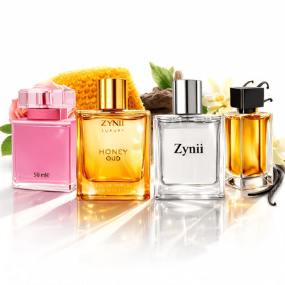 Women's Perfume Honey Oud Amber Collection with Four Floral, Fruit, Citrus and Musk Spray Options