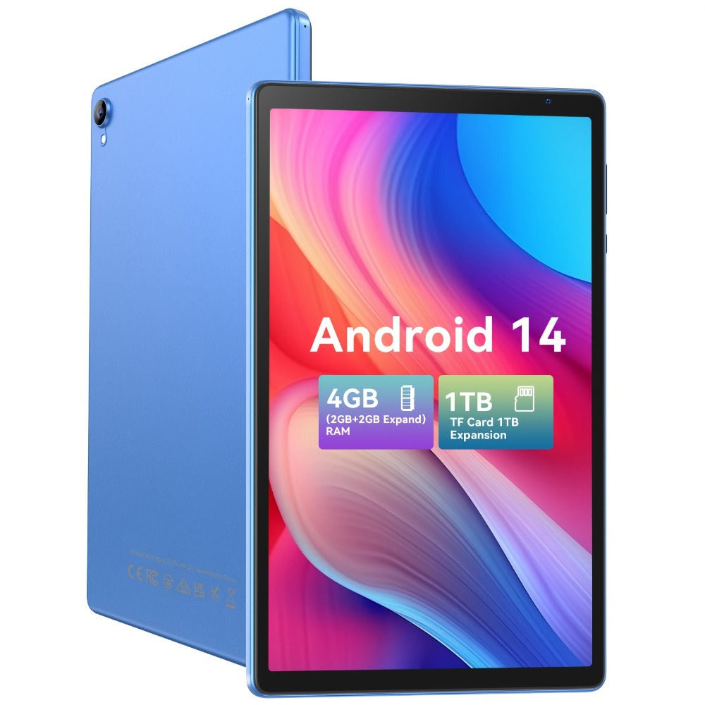 Android Tablet 10.1-Inch with Android 14, 4GB Total Memory, 32GB Internal Storage and 6000mAh Battery