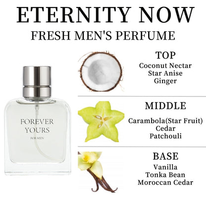 Men's Eau de Toilette Spray 3.4 oz - Coconut Nectar, Star Anise & Ginger Fragrance, Long-Lasting Exotic Scent for Dating, Daily Wear & Parties, Unique Gift for Him