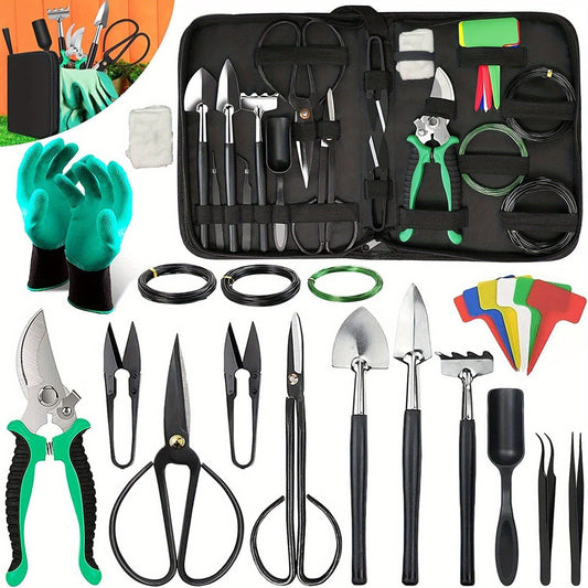 Bonsai Tool Set 24-Piece Kit for Beginners & Enthusiasts, Includes Pruning Shears, Scissors, Trimming Tools & PU Leather Bag – Complete Bonsai Care Kit Gift for Men & Women