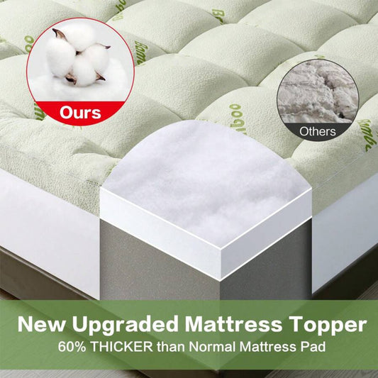 Bamboo Cooling Mattress Topper – Extra Thick Deep Pocket 8–21", Pillow Top Pad for SUV, RV, Car Camping (Twin to Cal King)
