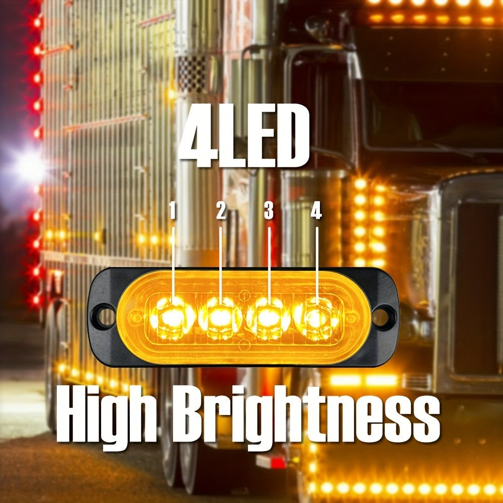 10pcs Universal LED Marker Lights for Trucks Cars 12V-24V Upgraded Clearance Side Marker Indicator Lamps, White Amber Red Options for Trailers RVs Pickups Heavy Duty Vehicles