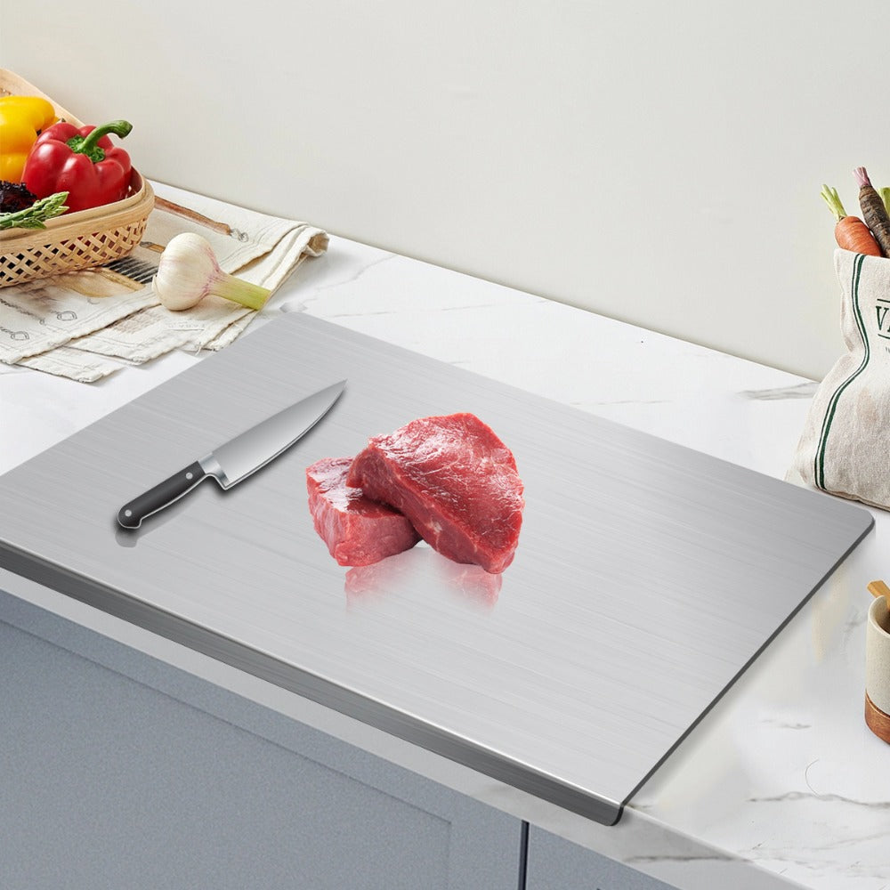 Stainless Steel Cutting Board – 304 Grade Butcher Block Rolling Board, Large Kitchen Chopping Board for Meat, Vegetables & Bread, Non-Slip Household Kitchen Supplies