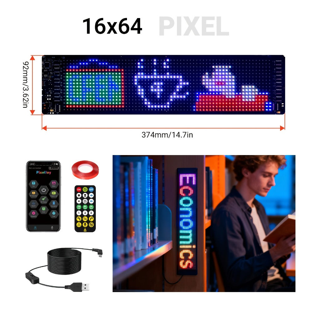 Programmable LED Sign Flexible Matrix Display Screen 5V App & Remote Control - Scrolling Text Picture GIF LED Panel for Car Store Bike Party Gaming Setup - 16x32 16x64 16x96 Devil's Eye