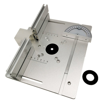 Aluminum Router Table Insert Plate with Fence & Miter Gauge - Precision Woodworking Tool, Dual Function Design, No Electricity Required, Compatible with Standard Router Tables for DIY & Cabinet Making