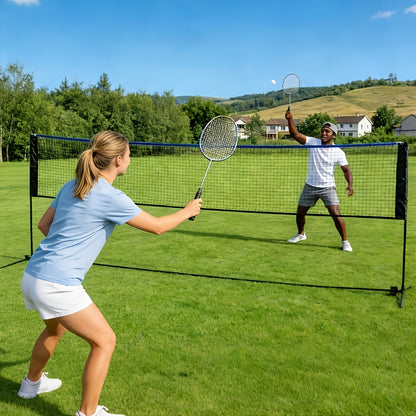 Badminton Volleyball Net Portable Adjustable Height 10ft 14ft 17ft Weather-Resistant Outdoor Indoor Backyard Pool Court Net with Carry Bag for Backyard Lawn Beach Park Play