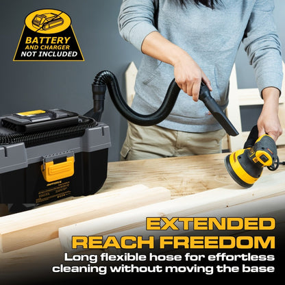 Cordless Wet Dry Vacuum 20V 2 Gallon - Powerful Suction Compatible with DeWalt 20V Batteries Long Hose 4 Nozzles Replacement Cartridge | Tool Only | Home Car Workshop Garage Cleaning