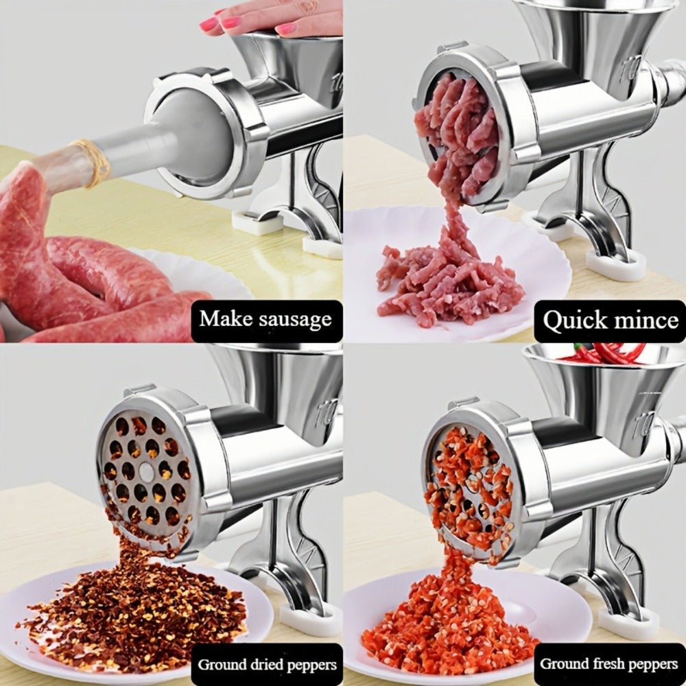Size 5 Manual Meat Grinder with Table Clamp, Hand Crank, Cutting Plate, Blade and Sausage Nozzle