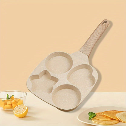 Cookware Set ABKOK 5-Piece Beige Frying Pan, Divided Breakfast Pan, Whisk, Brush and Spatula