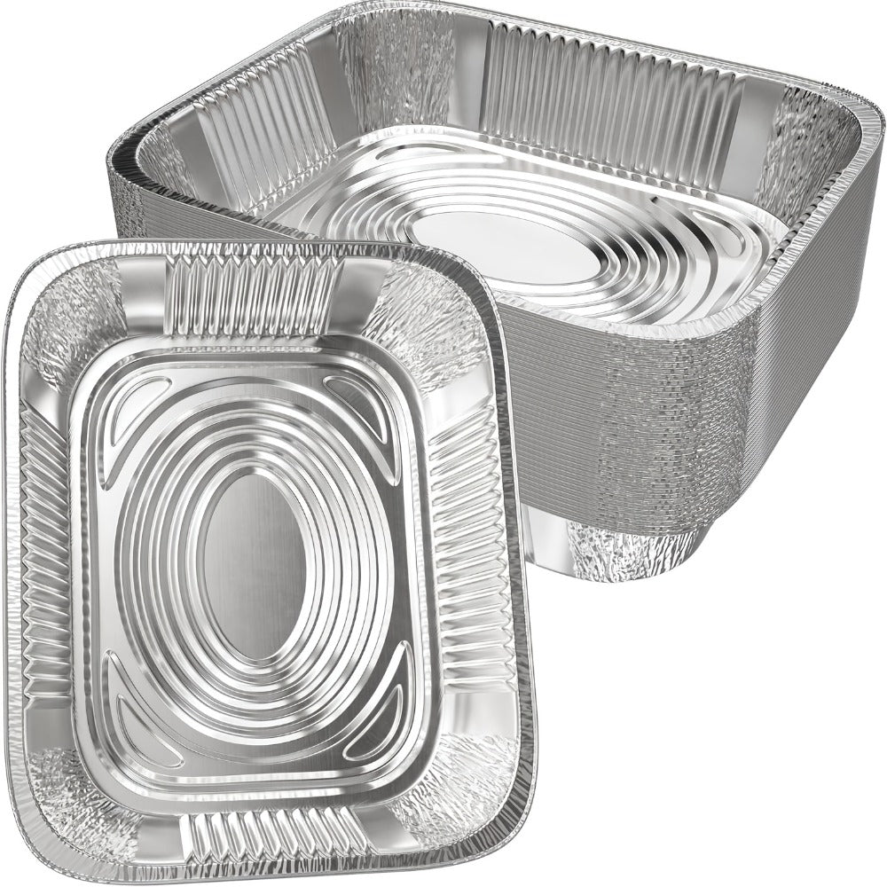 Disposable Aluminum Pans with Lids 25 Pack – 9x13 Half Size Heavy-Duty Foil Baking Trays for Roasting, Reheating & Cooking – Oven & Steam Table Safe, Chafing Dish Pans for Home & Commercial Use