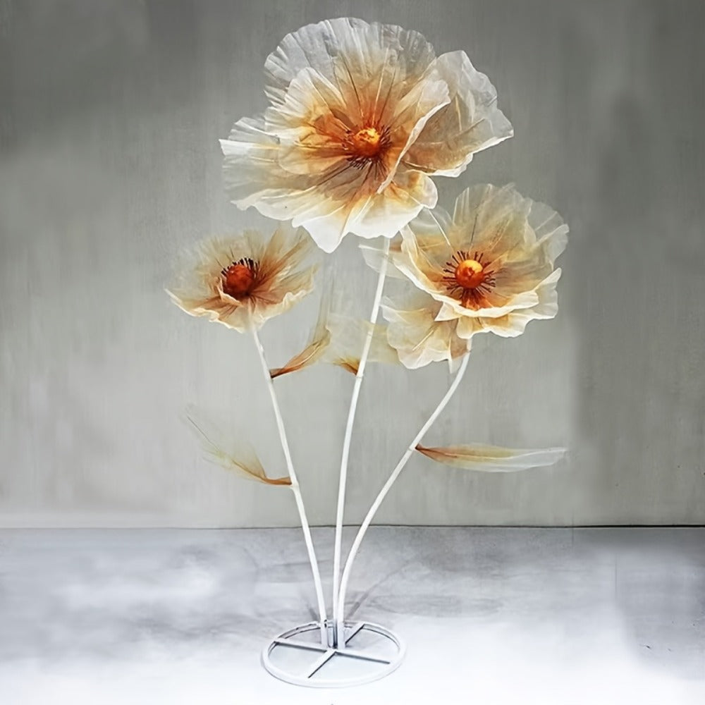 Artificial Flowers Giant Three-Piece Silk Mesh Display Set with Base, Branches and Eight Color Options