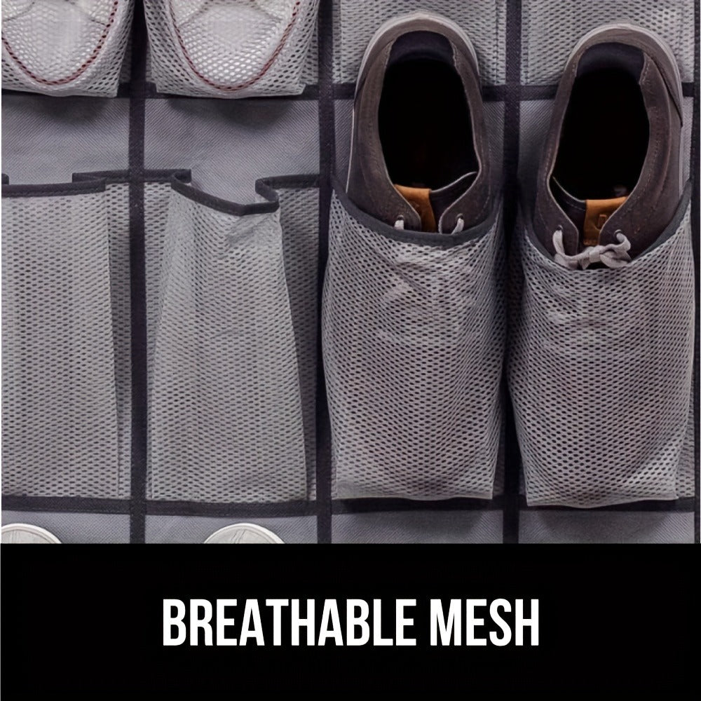 Over Door Shoe Storage Organizer with 28, 35 or 40 Mesh Compartments and Included Hooks for Home Organization