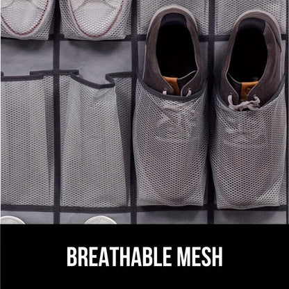 Over Door Shoe Storage Organizer with 28, 35 or 40 Mesh Compartments and Included Hooks for Home Organization