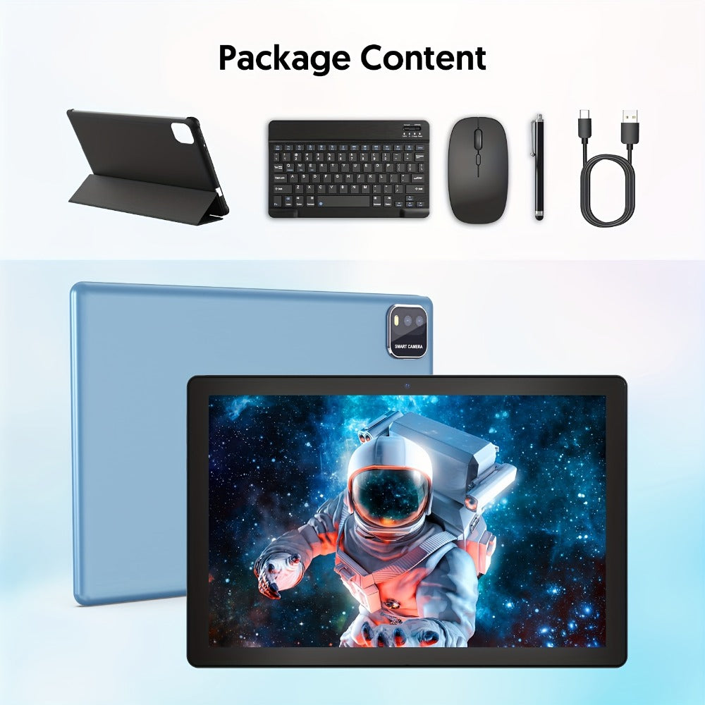Android Tablet 10-Inch 2-in-1 with Android 15, 6000mAh Battery and Keyboard or Case Configurations