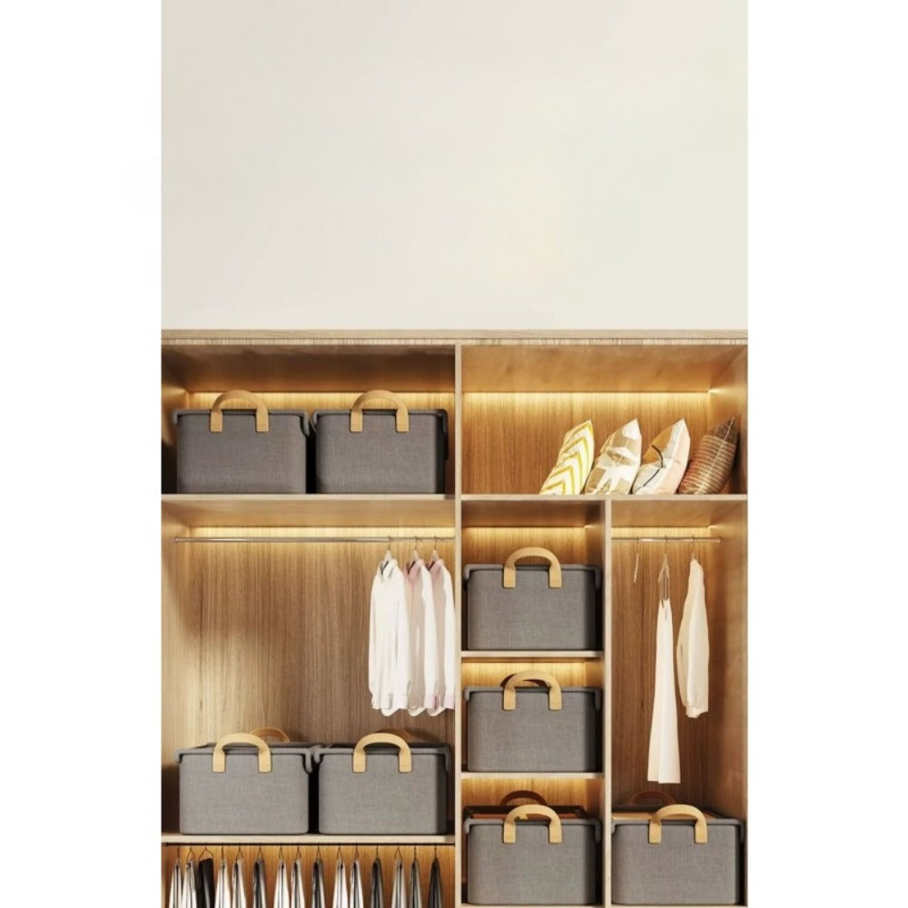 Foldable Storage Box for Clothes & Pants – Collapsible Wardrobe Organizer Basket for Dormitory, Closet & Under-Bed Storage | Space-Saving Folding Bin in Gray, Denim Blue & Beige