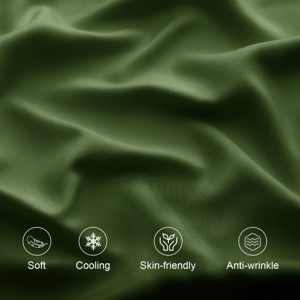 Bed Sheet Set 6-Piece Bamboo-Viscose Microfiber Blend with Twill Weave and 40–44 cm Pocket