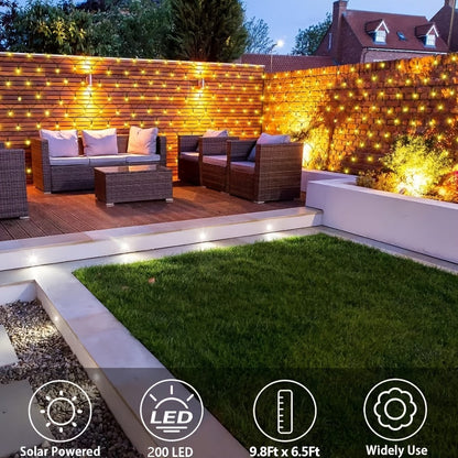 Solar Net Mesh Lights with Separate Panel, 100 to 360 LEDs and Three Colors for Outdoor Displays