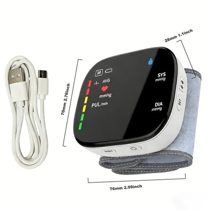 Blood Pressure Monitor Wrist Device with Rechargeable Power, Large LCD, Voice Readout and Two-User 198-Reading Memory