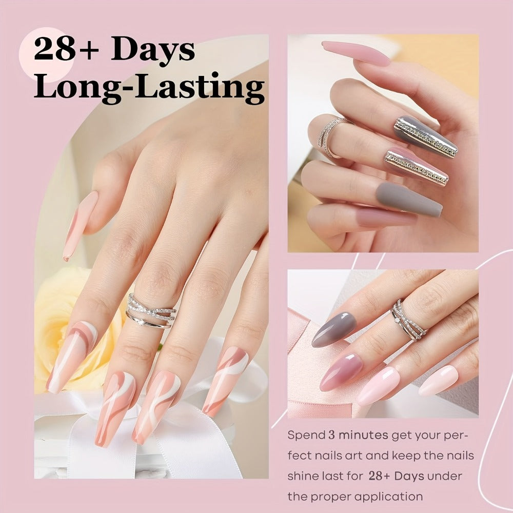 Dip Powder Nail Kit with NOCIS Label, Four Nude Gray Pink Powders, Three 10ml Liquids and Four Tools