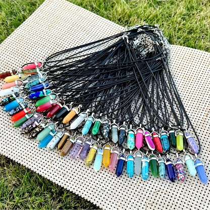 Pendant and Cord Jewelry Making Set with 30 Colored Point, Cross or Heart Pendants and 30 Black Necklaces