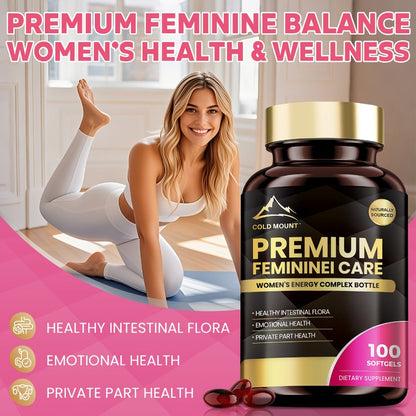 Women's Herbal Capsule Supplement with Five Named Botanicals in One-, Two- or Three-Bottle Packs