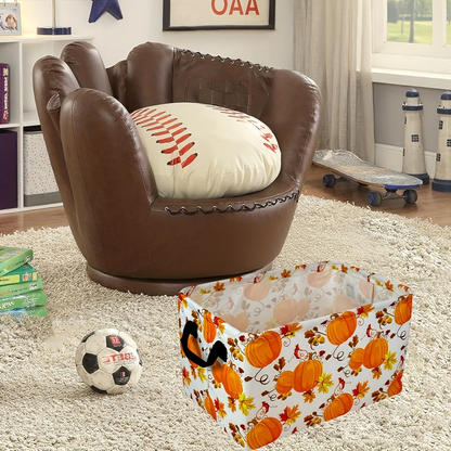 Collapsible Storage Basket with Handles Cute Cartoon Print Canvas Bin Box for Clothes Books Toys Shelves Laundry Bedroom Nursery Organizer Cube Gift Basket