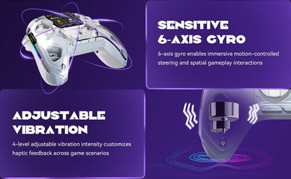 Hall Effect Wireless Gaming Controller V2 White – Interactive Screen, RGB Lighting, Remappable Buttons, 1800mAh Battery with Charging Dock, No Drift for PC Switch iOS Android Steam Deck – Not Compatible with PS or Xbox