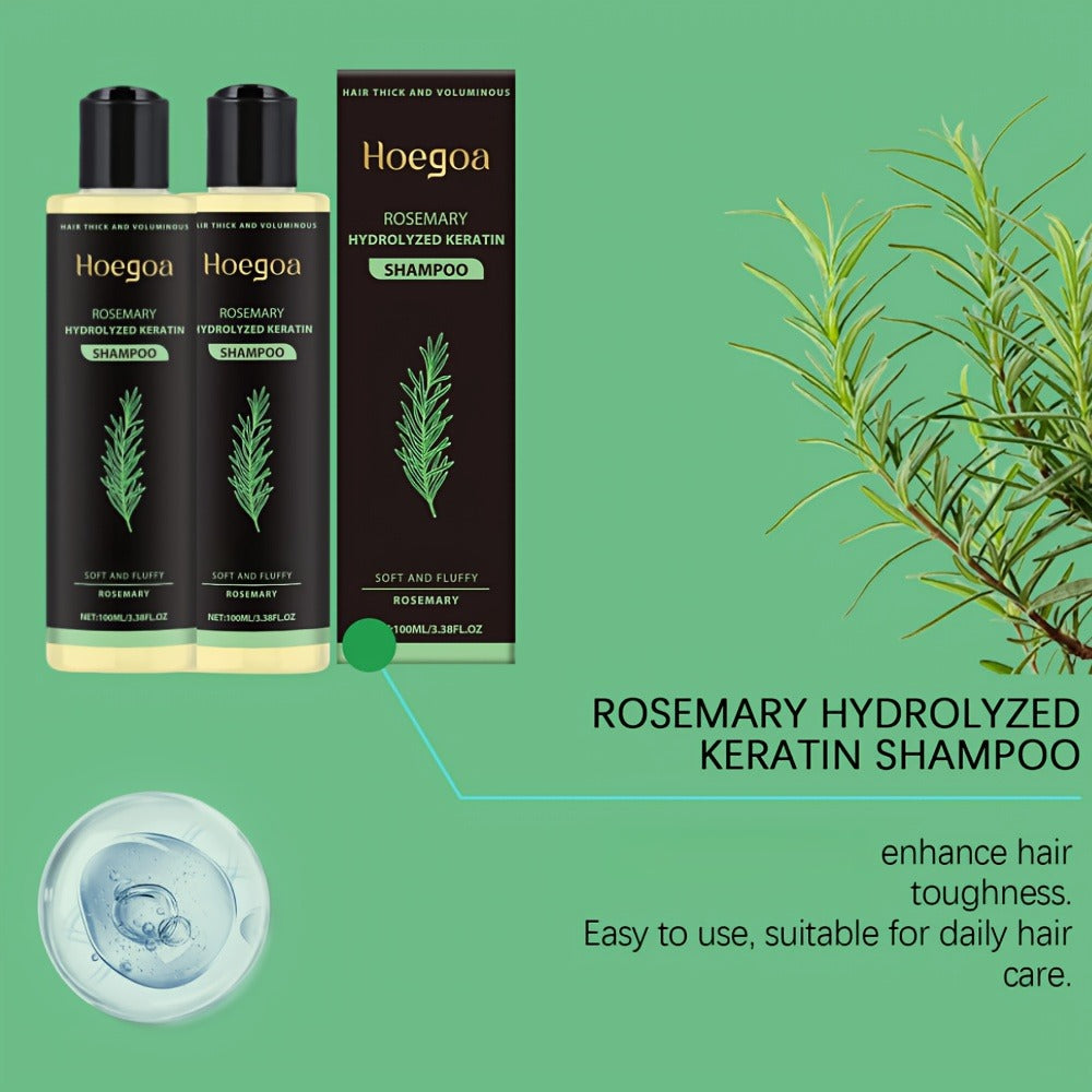 Rosemary Vitamin C Keratin Shampoo Set 3 Bottles — Deep Cleanse Moisturize & Strengthen Hair, Scalp Stimulating Antioxidant Formula, Smooth Shiny Frizz-Free Results, Holiday Hair Care Gift for Women & Men