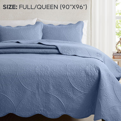 Quilted Bedspread Set 3 Piece – Soft Floral Coverlet with Pillow Shams, Lightweight Breathable Quilt for Bedroom & Guest Room, All Season Bed Cover