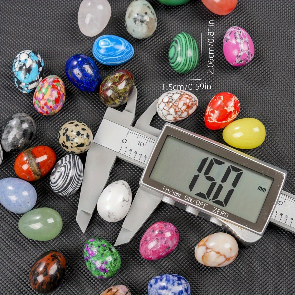 Thirty-Piece Mixed-Pattern Polished Egg-Shaped Stone Set for Bowls, Shelves, Crafts and Seasonal Displays