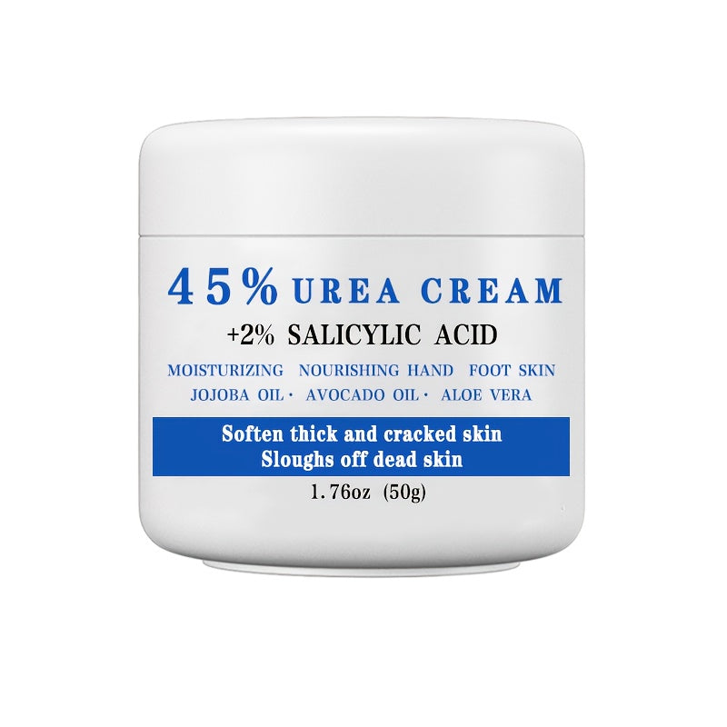 50g Jar of 45% Urea and 2% Salicylic Acid Foot Cream with Avocado and Shea Butter Labeling