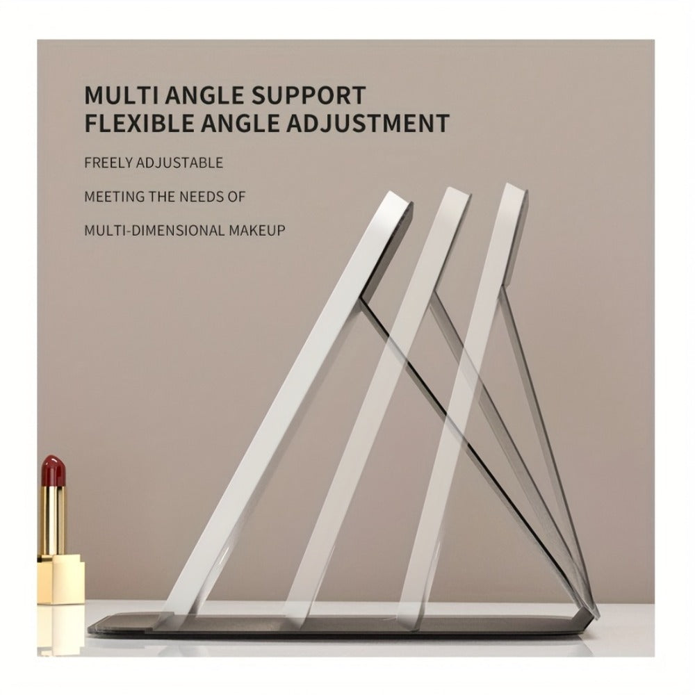 Makeup Mirror Foldable LED Travel Stand with Three Light Colors, Touch Dimming, USB Charging and Pink or White Options