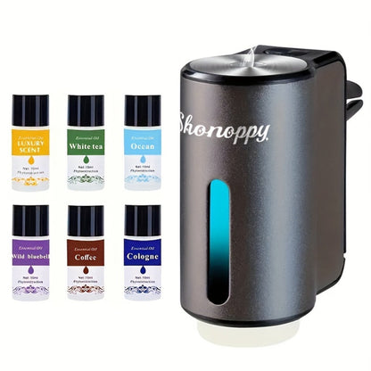 Waterless Car Air Freshener Diffuser Vent Clip USB Charging – 3 Intensity Levels, Lasts 45 Days, 3 or 6 Perfume Bottles, Portable Scent Diffuser for Car Home Office, Blue Red Grey Cologne Luxury CC