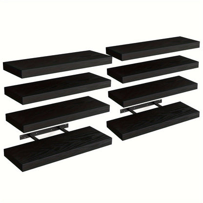15.8-Inch Floating Wall Shelf Set with Concealed-Style Brackets, Five Finishes and 4- or 8-Piece Options