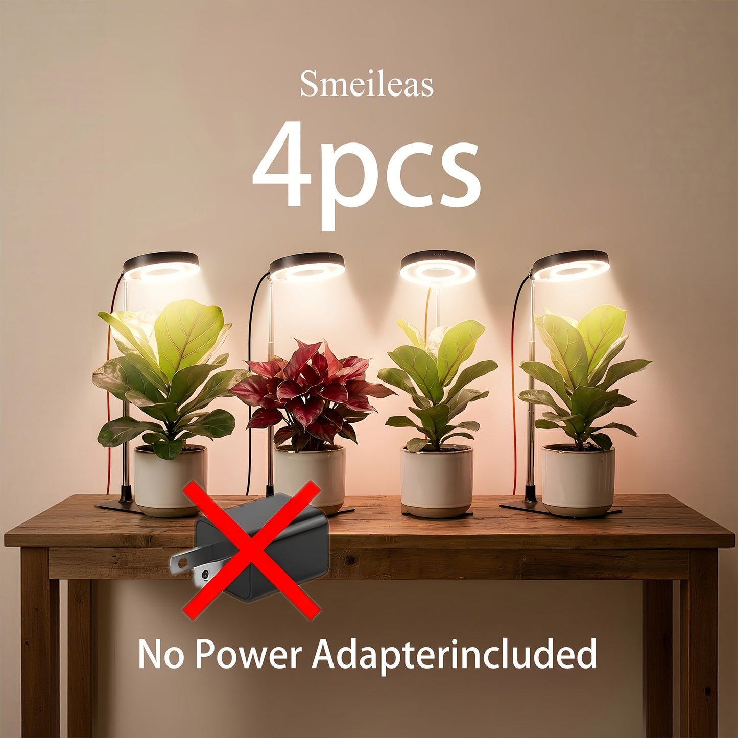 Grow Light for Indoor Plants 4-Head Full Spectrum | 720° Rotatable Retractable Pole 4 Dimming Modes Auto Timer 3/6/9H USB | Desktop Potted Plants