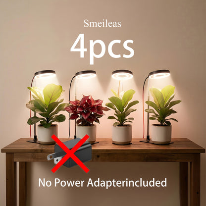 Grow Light for Indoor Plants 4-Head Full Spectrum | 720° Rotatable Retractable Pole 4 Dimming Modes Auto Timer 3/6/9H USB | Desktop Potted Plants