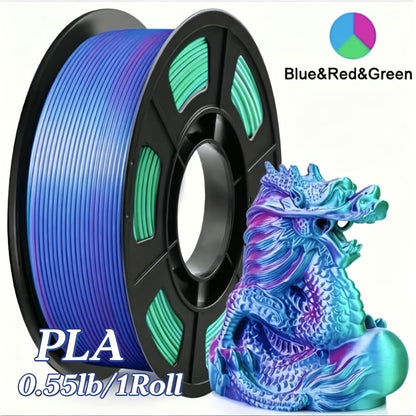 Gradient Tri-Color PLA Filament 1.75mm 250g 0.55lb – Three-Tone Color Transition Smooth Durable Printing for DIY Artistic Cosplay & Professional Projects Wide FDM Compatibility
