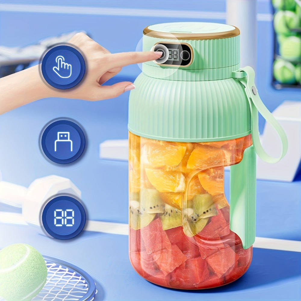 Portable Blender Cup with Top Digital Display, Integrated Side Grip, Travel Cover and Green or White Options