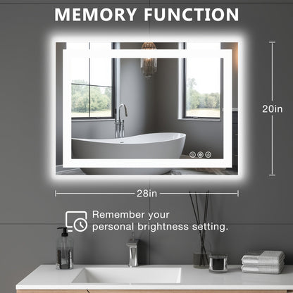 LED Bathroom Mirror with Anti-Fog – Dimmable Vanity Mirror, 3 Color Lighting Modes, Dual Light Source, Wall Mounted Horizontal or Vertical, Tempered Glass, Multiple Sizes