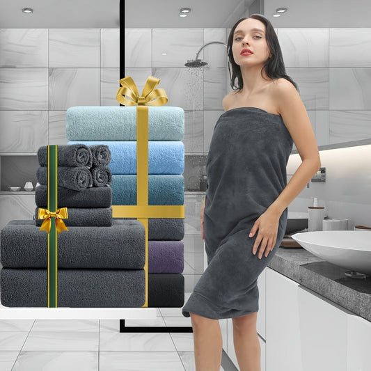 Bath Towels Set 8 Piece 750GSM Oversized 35 x 70 Inch Sheets in 15 Color Options for Home and Guest Use